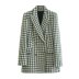lapel long sleeve plaid Double Breasted Blazer NSAM138973