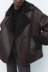 abrigo suelto de lana de cordero de doble cara de color liso NSAM138974