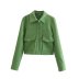solid color tweed crop lapel pocket jacket NSAM138977