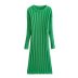 solid color threaded long-sleeved knitted mid-length A-line dress NSAM138978