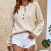 solid color button pullover round neck top NSMMY138980