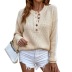 solid color button pullover round neck top NSMMY138980