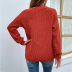 solid color V-neck pullover long sleeve sweater NSMMY138981