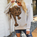 tiger jacquard fringed long sleeve round neck sweater NSMMY138982
