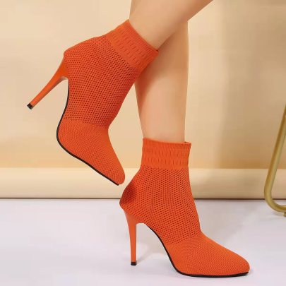 Solid Color Pointed Toe Stiletto Short Boots NSYBJ138996