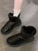 botas de algodón de tubo corto de pelo artificial con cabeza redonda y tacón plano NSYBJ138997