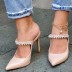 French-style rhinestone pointed toe high-heeled slippers NSYBJ139000