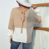 contrast color round neck back tie sweater NSMMY139010
