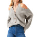solid color single-breasted shoulder hollow knitted cardigan NSMMY139011
