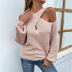 halter neck lantern sleeve knitted solid color sweater NSMMY139022