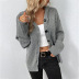 solid color hooded single-breasted drawstring knitted cardigan NSMMY139023