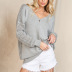 solid color hollow V-neck pullover knitted sweater NSMMY139024