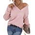 Solid Color Pullover Lantern Sleeve lapel Sweater NSMMY139026