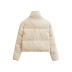 Abrigo de algodón con cordón elástico y dobladillo con cuello alto y cremallera engrosada de color sólido NSAM139027