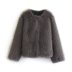 solid color long sleeve faux fur jacket NSAM139029