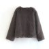 solid color long sleeve faux fur jacket NSAM139029