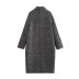 lapel long sleeve zigzag twill woolen coat NSAM139030
