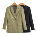 solid color double-breasted loose long sleeve suit jacket NSAM139033