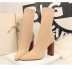 simple wood grain thick heel pointed elastic thin wool boots NSYBJ139036