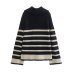 long sleeve turtleneck full zipper striped knitted cardigan NSAM139038