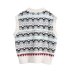 V-neck flower jacquard knitted vest NSAM139044