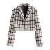 lapel long sleeve woolen plaid suit jacket NSAM139045