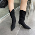Roman style retro pointed toe suede stiletto high-heeled mid-well boots NSZLX139050