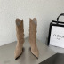 Roman style retro pointed toe suede stiletto high-heeled mid-well boots NSZLX139050