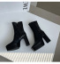 square head solid color side zipper waterproof thick heel short boots NSZLX139052