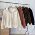 chaqueta de lana de cordero gruesa suelta con capucha de color sólido con cremallera completa NSAM139054