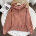chaqueta de lana de cordero gruesa suelta con capucha de color sólido con cremallera completa NSAM139054