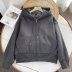 solid color hooded loose thickened lamb wool full zipper jacket NSAM139054