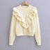 solid color long sleeve stitching ruffle trim sweater NSAM139060