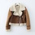 Lapel thickened faux fur stitching jacket NSAM139061