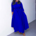 solid color waist straps long sleeve large skirt dress NSGML138055