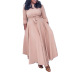 solid color waist straps long sleeve large skirt dress NSGML138055