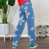 high waist floral printed straight loose jeans NSGYY138059