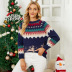 Christmas tree/fawn jacquard round neck long sleeve pullover sweater NSMMY138071