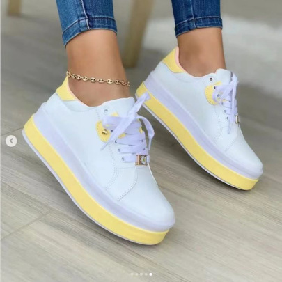 Lace-up Low-top Color Stitching Chunky Shoes NSYBJ138081