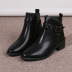 retro British style maroon pointed toe thick heel short boots NSYBJ138091