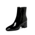solid color side zipper thick high heel patent leather short boots NSYBJ138092