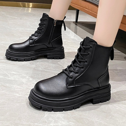 British Style Solid Color Thic Heel Short Boots NSYBJ138093