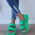 solid color round head thick bottom Velcro fur sandals NSYBJ138096