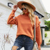 solid color ruffled lapel lantern sleeve knitted sweater NSMMY138109