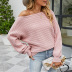 hollow lantern sleeves off-the-shoulder pullover knitted sweater NSMMY138113