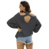 back hollow halter neck off-the-shoulder knitted sweater NSMMY138117