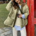 round neck thickened warm large pockets long cotton coat NSZQW138121