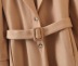 retro solid color puff sleeve belt waist long woolen coat NSZQW138124