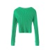 solid color knitted V-neck long-sleeved single-breasted knitted sweater slit skirt set NSZQW138128