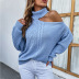 suéter de un solo hombro con solapa de color sólido NSMMY138135